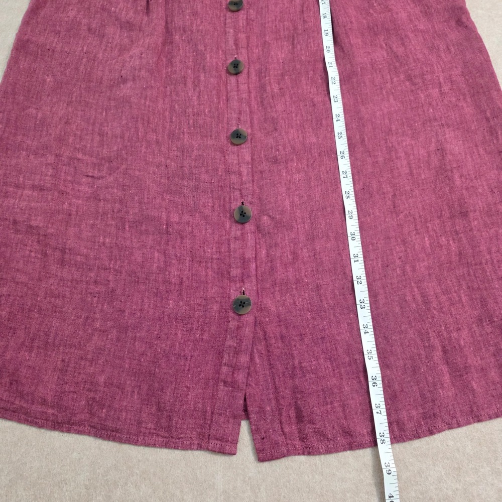 J Jill Love Linen Button Front Pintuck Dress Sz M Boxy Coastal Shift Lagenlook - Picture 13 of 13